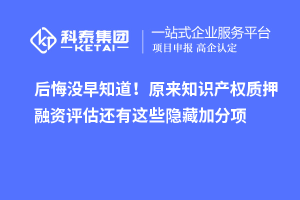后悔沒早知道！原來知識產(chǎn)權(quán)質(zhì)押融資評估還有這些隱藏加分項