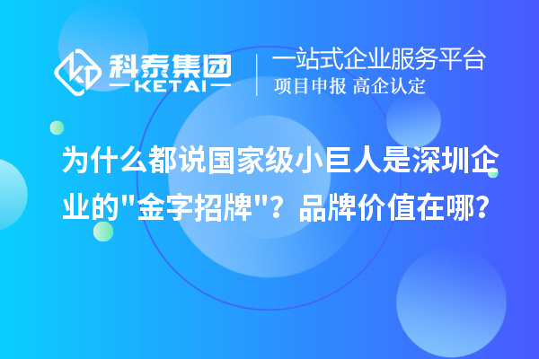 為什么都說國家級小巨人是深圳企業(yè)的"金字招牌"？品牌價(jià)值在哪？